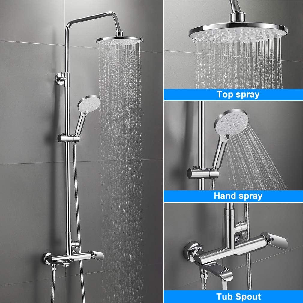 BONADE Duschsystem Duscharmatur Verstellbare Duschstange aus 304