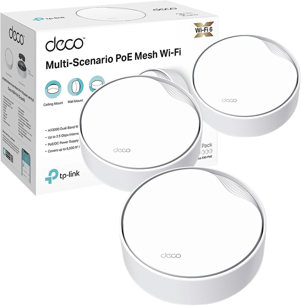 TP-Link Deco X50-PoE 3-Pack AX3000 Mesh WiFi 6 System with 2.5 GbE