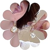 Yheakne Vintage Camellia Flower Drop Earrings White Enamel Camellia Dangle Earrings Gold Cz Flower Earrings Rhinestone Crystal Dangle Hook Earrings Jewelry for Women