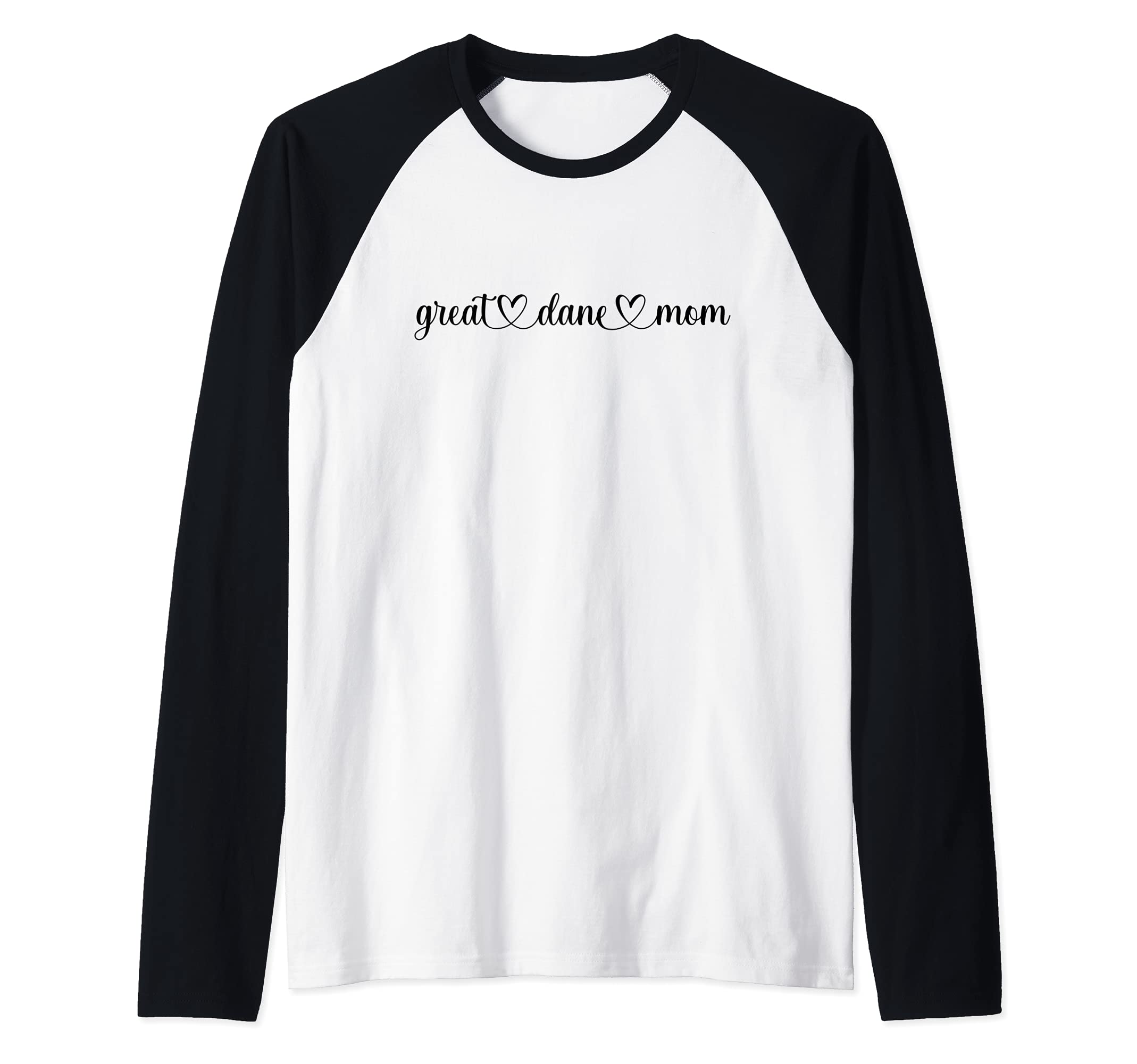 Dog Heart Love Great Dane Mom Raglan Baseball Tee