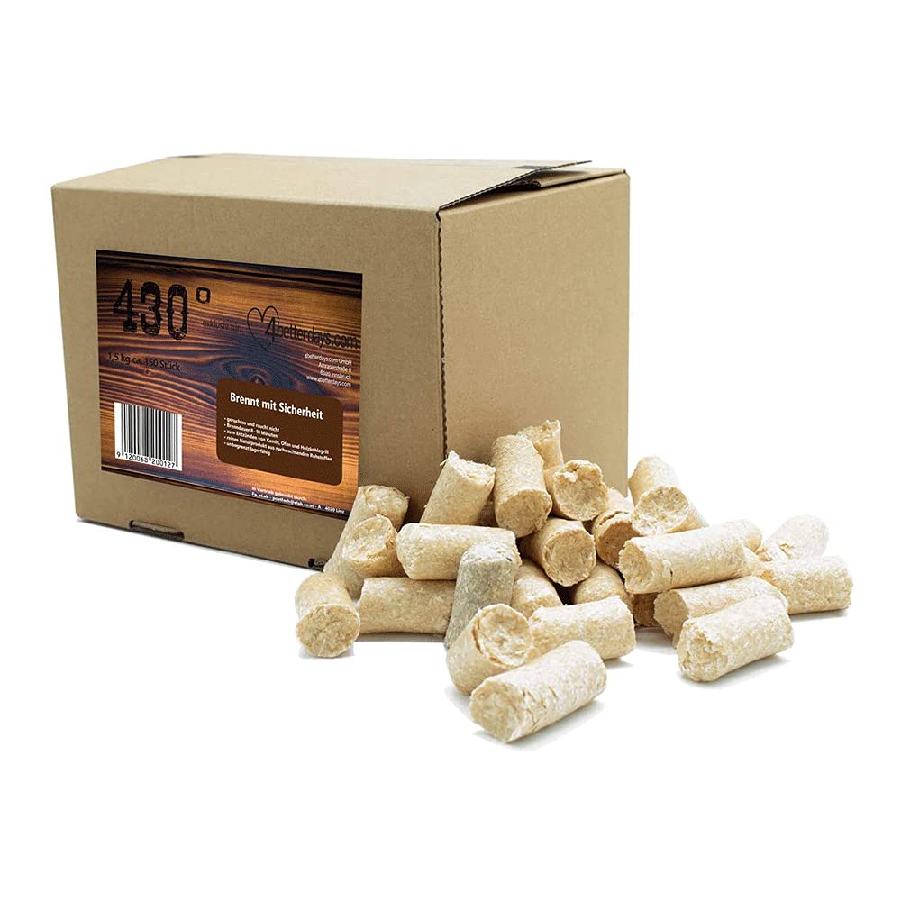 430 ° eco Igniter, 1.5 kg approx. 150 pieces, fireplace lighter, oven lighter, barbecue lighter, firewood lighter, charcoal, briquettes, firewood, premium wood and wax, top quality