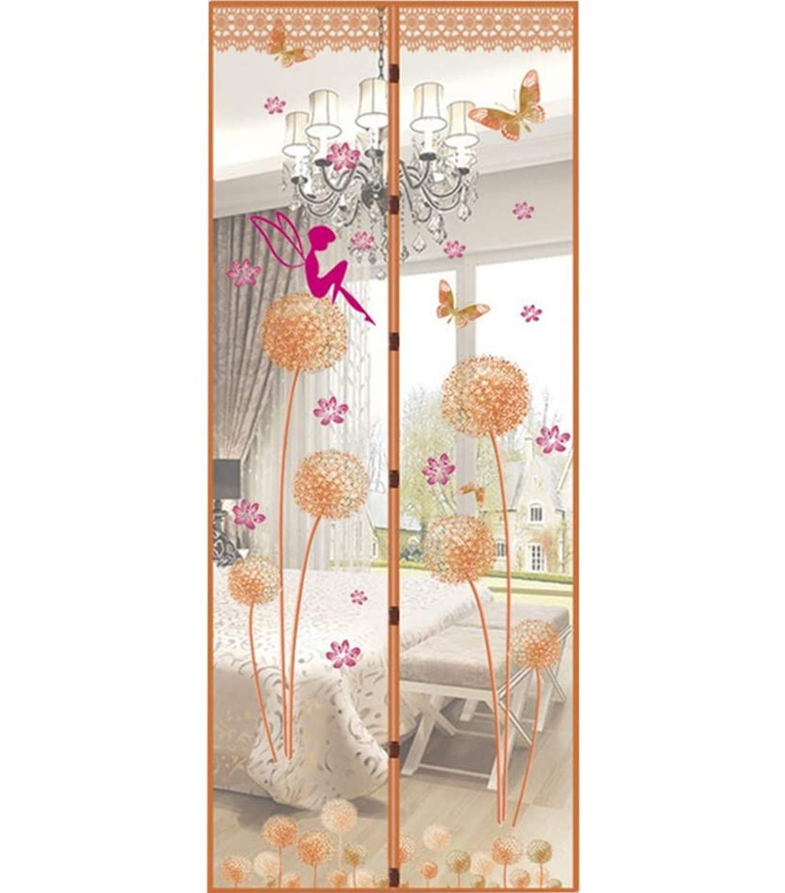 Magnetic Door Magnetic Insect Door Screen Door High Density Curtain Fly Bug Mosquito Mesh Curtain Size:90 * 210cm (color4) Brown