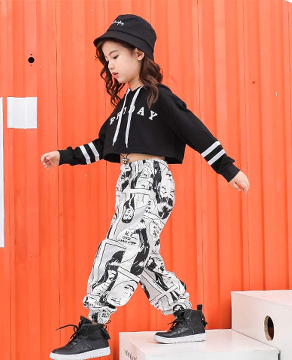 Amazon キッズダンス衣装 ヒップホップ ダンス衣装 ガールズ ダンス 衣装 トップス ズボン 韓国子供服 派手 韓国風 かっこいい 女の子 Hiphop オシャレ ゆったり チーム お揃い 発表会 パンツ 通販