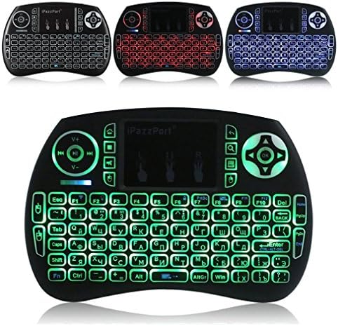 The Original iPazzPort 2.4Ghz RF Mini Wireless Keyboard, 3-Color Backlit with Rechargable Li-ion Battery, 6" x 4" (New 2018 Model)
