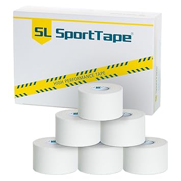 SL SportTape Vorteilspack 6 Rollen 3,8 cm x 10 m weiß, selbstklebend, wasserabweisend, zugfest, starke Klebekraft