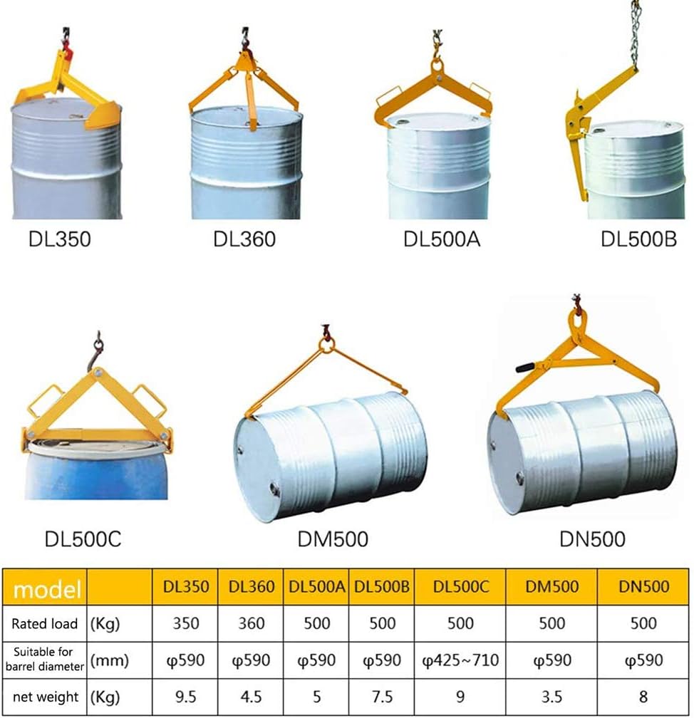 Cushion Oil Drum Sheet Metal Clamp, Lifting Clamp Hook Spreader Dedicated, Vertical Drum Clamp Barrel Lift Drum Lifter for 1000 Lb 30-55 Gallon Barrel,: Home & Kitchen