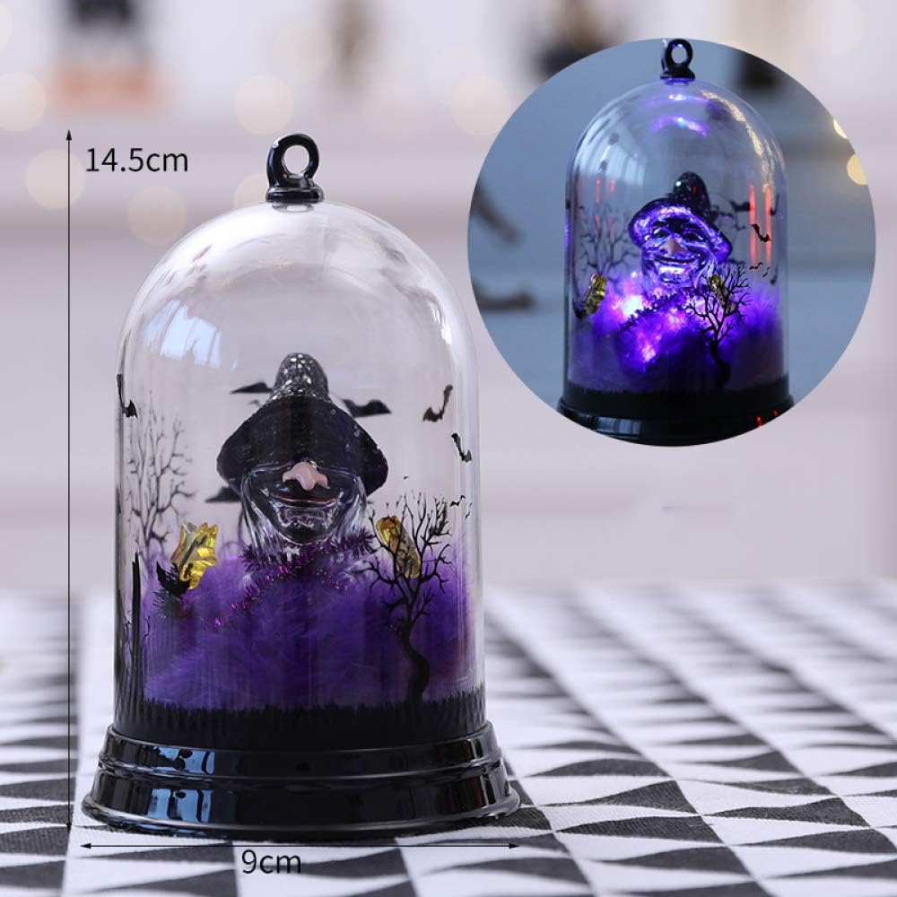 Halloween Black Cat Witch Pumpkin Shade Desktop Decoration Place Scene Bar Decoration Party Purple 14.5x9cm