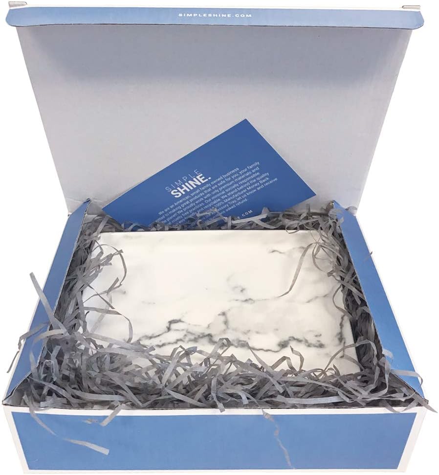 Jewelry Dish Tray | Marble Pattern Ceramic Dish Key Plate Holder or Key Tray Silver Edge | Wrapped in Decorative Gift Box: Home Improvement