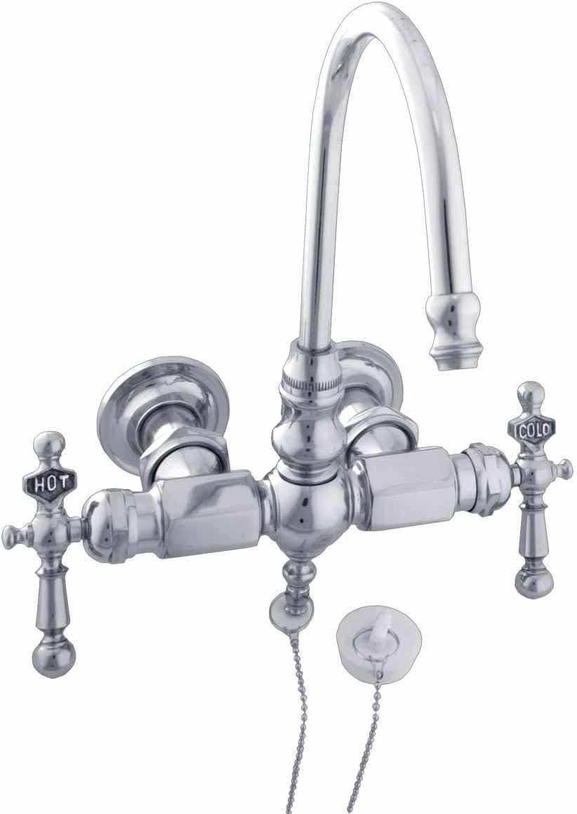 Clawfoot Tub Faucet Chrome Gooseneck 2 Handles Wall Mount Renovator's Supply Bathtub Faucets