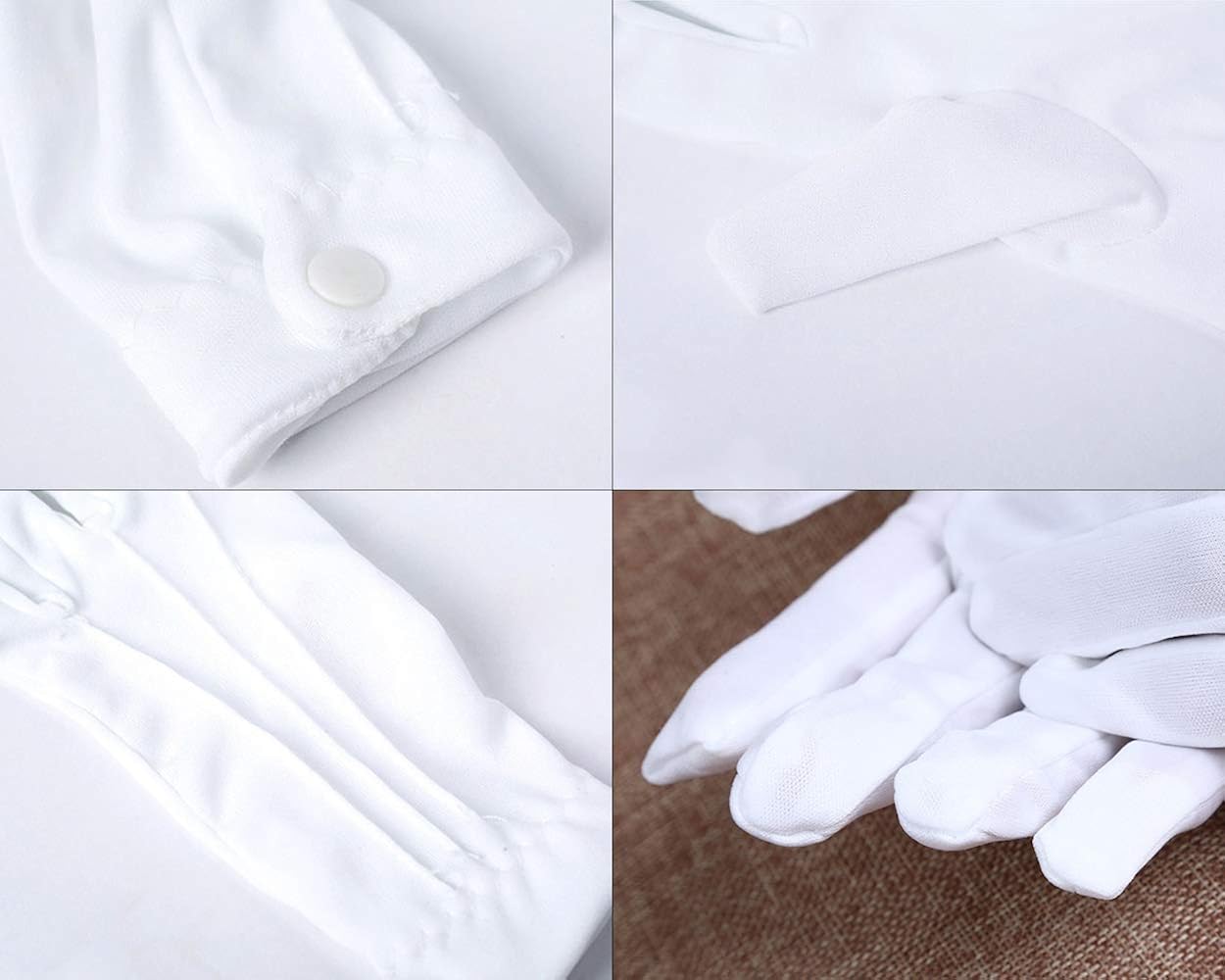 SC Special Cotton Gloves with Snap Closure - Parade Gloves for Police Jewelry Inspection, Formal Tuxedo - White - Image 5