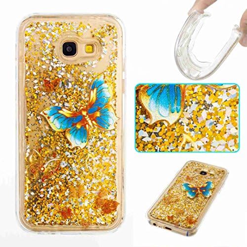Samsung Galaxy A310 Case,ARSUE Cool Moving Bling Glitter Sparkle Design Printed Liquid Quicksand Transparent Soft Case for Samsung Galaxy A310 / A3 2016 (Not Fit for A3 2015) (Butterfly)