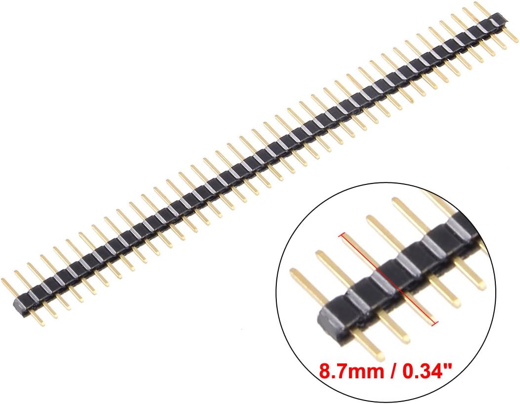 Sourcingmap 10Pcs 2mm Pitch 40P Single Row Straight Connector Pin Header Strip for Prototype Shield, black, gold tone - Image 5