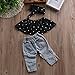 Imcute Best Gift 0-3 Years Baby Girls Off Shoulder Polka Dot Top+Destroyed Ripped Jeans+Headband Clothes Outfit Set (18-24 Months, A)