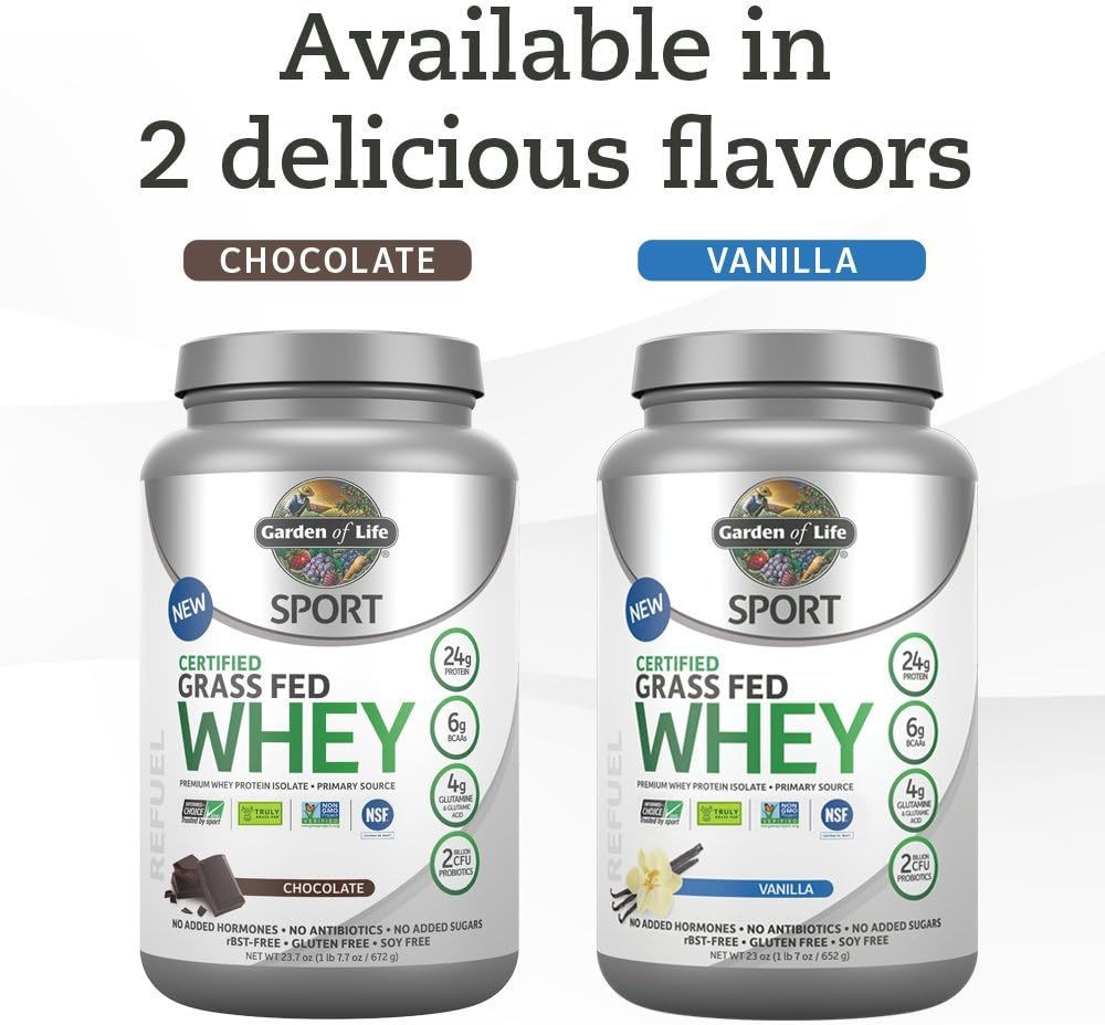 Garden of Life Sport Certified Grass Fed Clean Whey Protein Isolate, Vanilla, 22.57 Ounce: Health & Personal Care