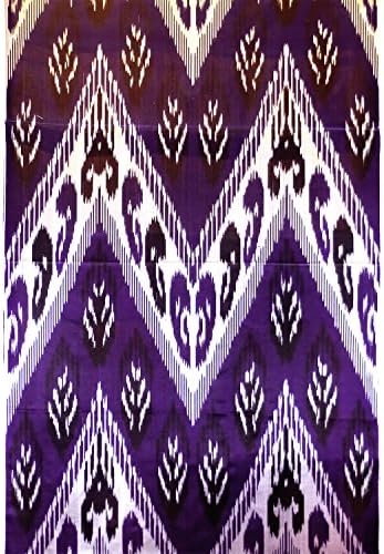 Uzbek Colorful Beautiful Handmade Natural Silk Ikat Atlas by The Meter 1,09 Yard (Multi5)