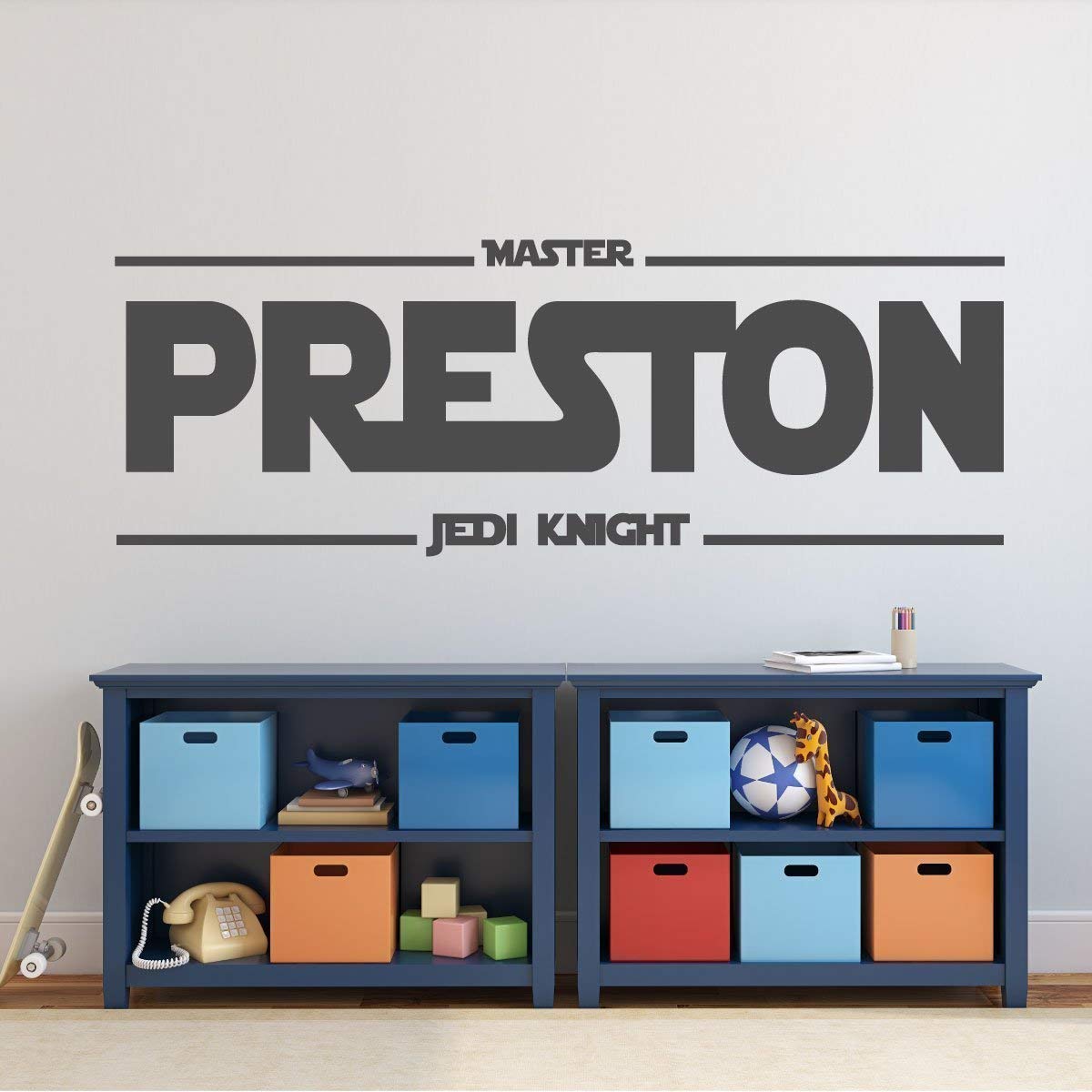 Jedi Wall Decor For Boys Bedroom Personalized Name Vinyl Sticker For Baby S Nursery Children S Playroom Or Gameroom Small Large Sizes Black