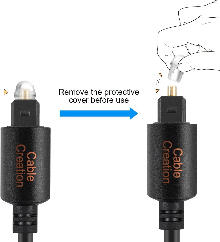 12FT Digital Optical Audio Cable, CableCreation Toslink Cable Male to Male Digital Optical Cable with Gold-Plated Connector for Home Theater, Sound Bar, VD/CD Player,Blu-ray Players,Game Console&More: Electronics