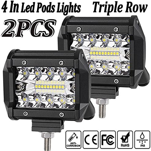 LED Light Bar Driving Work Lights 4In 2PCS LED Flood Light Pods Cube Fog Lights Spot Beam for Truck Boat ATV SUV (2PCS,4In-3R)