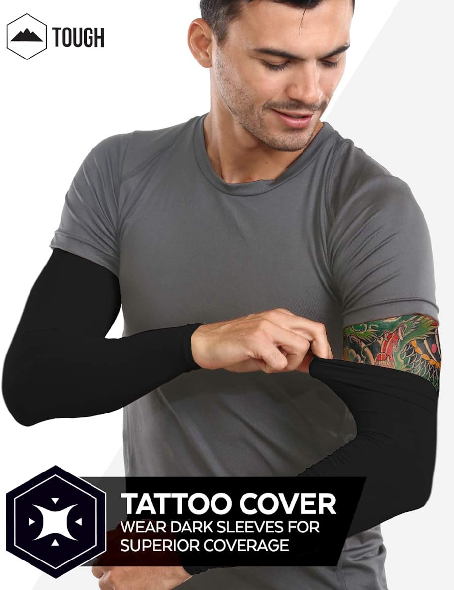 Tough Outdoors UV Protection Cooling Arm Sleeves, UPF 50 Long Sun Sleeves for Men and Women : Clothing