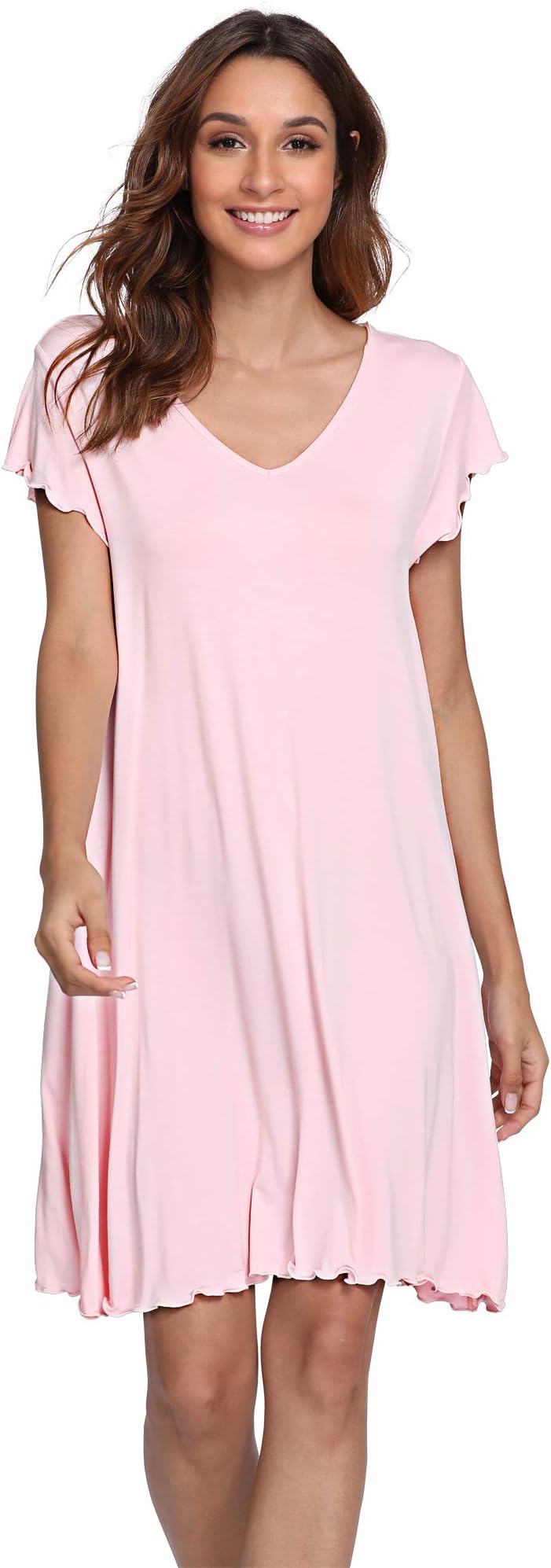 NEIWAI Women's Nightgown Short Sleeve Night Shirt Bamboo Sleepwear Sleepwear S-4X