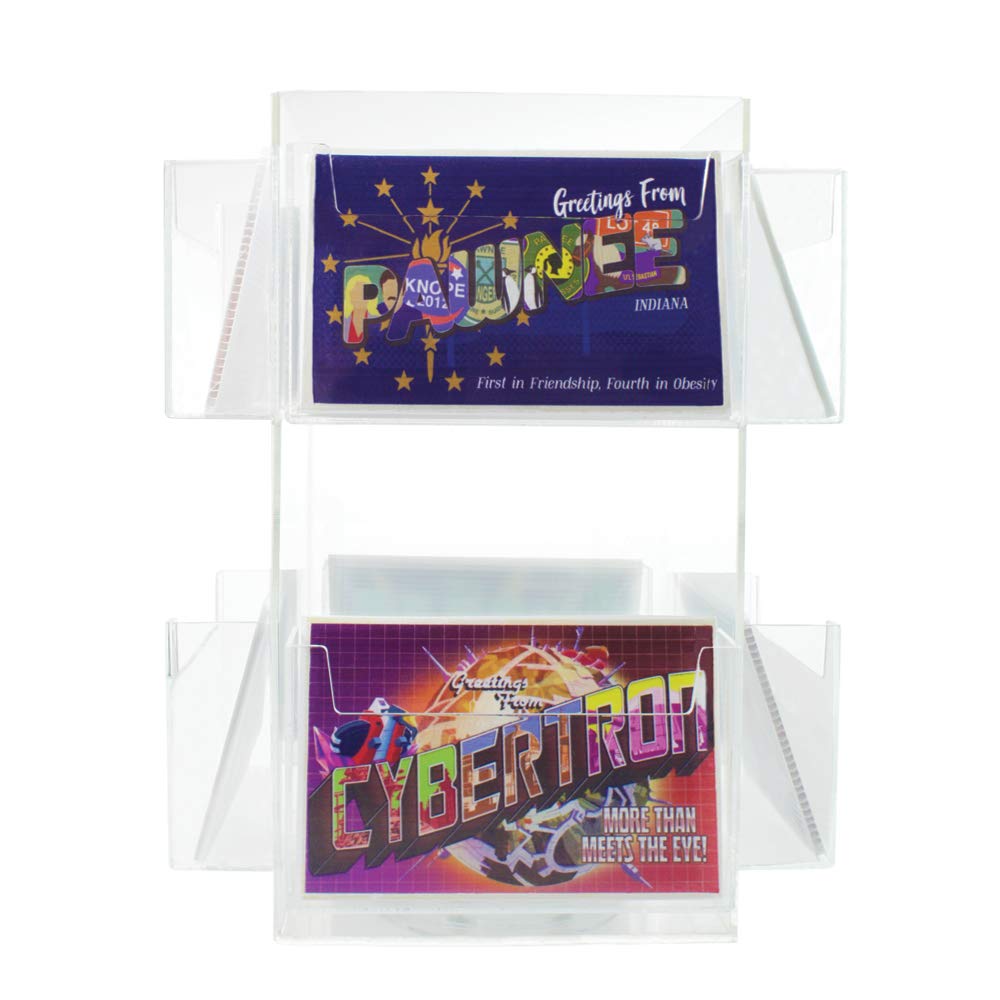SOURCEONE.ORG Clear Acrylic 8 Pocket Rotating Greeting Cards Display, Holds 7" x 5" Cards