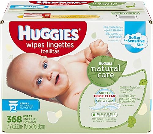 Huggies Natural Care Baby Wipes, Refill, Unscented, Hypoallergenic, Aloe and Vitamin E 368 Count