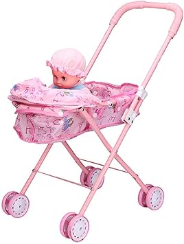 Barodians Stroller Baby Toy with Real Moving Stroller Toy for Kids, Stroller Baby Doll Toy Set. (Random Color Dispatch)