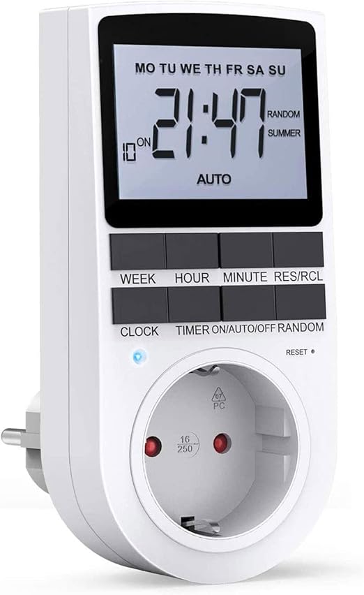 Ratel Electronic Digital Timer Socket Programmable Plug In Timer Switch With Reset Tool Large Lcd Display And Anti Theft Random Mode For For Home Lighting Fan Heater And So On Amazon Co Uk Lighting