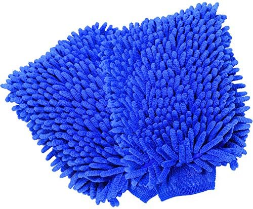 Car Wash Mitt Microfiber Chenille Auto Vehicle Cleaning Gloves, Scratch Free, Lint Free, Ultra-soft, Use Wet or Dry, 2 Pack(dark blue)