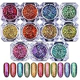 BORN PRETTY Chameleon Galaxy Nail Glitter Super Thin Sequins Powders Manicure.12pc