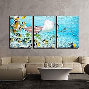 Fish Underwater Ocean Painting Artwork for Home Framed x 3 Panels