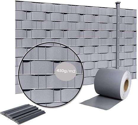 Amazon Co Jp Ljianwバルコニー 目隠し 塩ビストリップ プライバシーパネルフェンスフィルムクリップ付きために庭園デッキバルコニー無煙炭 450g M2 51サイズ Color Gray Size 0 19x15m ホーム キッチン