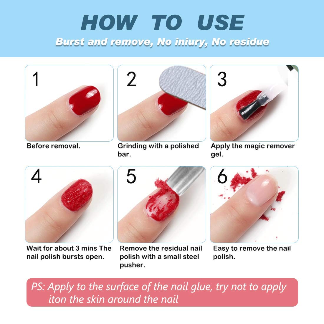 Gel Nail Polish Remover, finger nail Magic Professional Easily Quickly Removes Soak-Off Gel Polish, Quickly Easily, Don't Hurt Your Nails Natural, Gel, Sculptured Nails - 2 Pack : Beauty