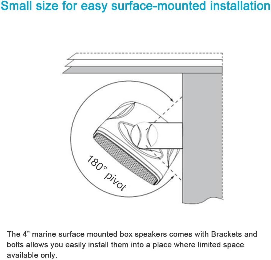 4 Inches Heavy Duty Waterproof Boat Marine Box Outdoor Speakers Surface Mounted for Skid Steer ATV UTV RZR Golf Cart Tractor Powersports Boat Truck Jeep