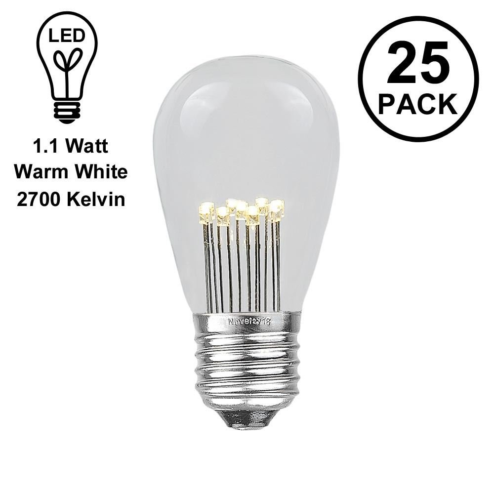 Novelty Lights 25 Pack LED S14 Outdoor Patio Edison Replacement