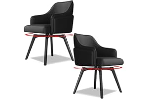 SLYYRDSK 360° Swivel Dining Chairs, Modern Mid Century Upholstered Arm Chairs with Metal Legs, for Dining Room Living Room Be