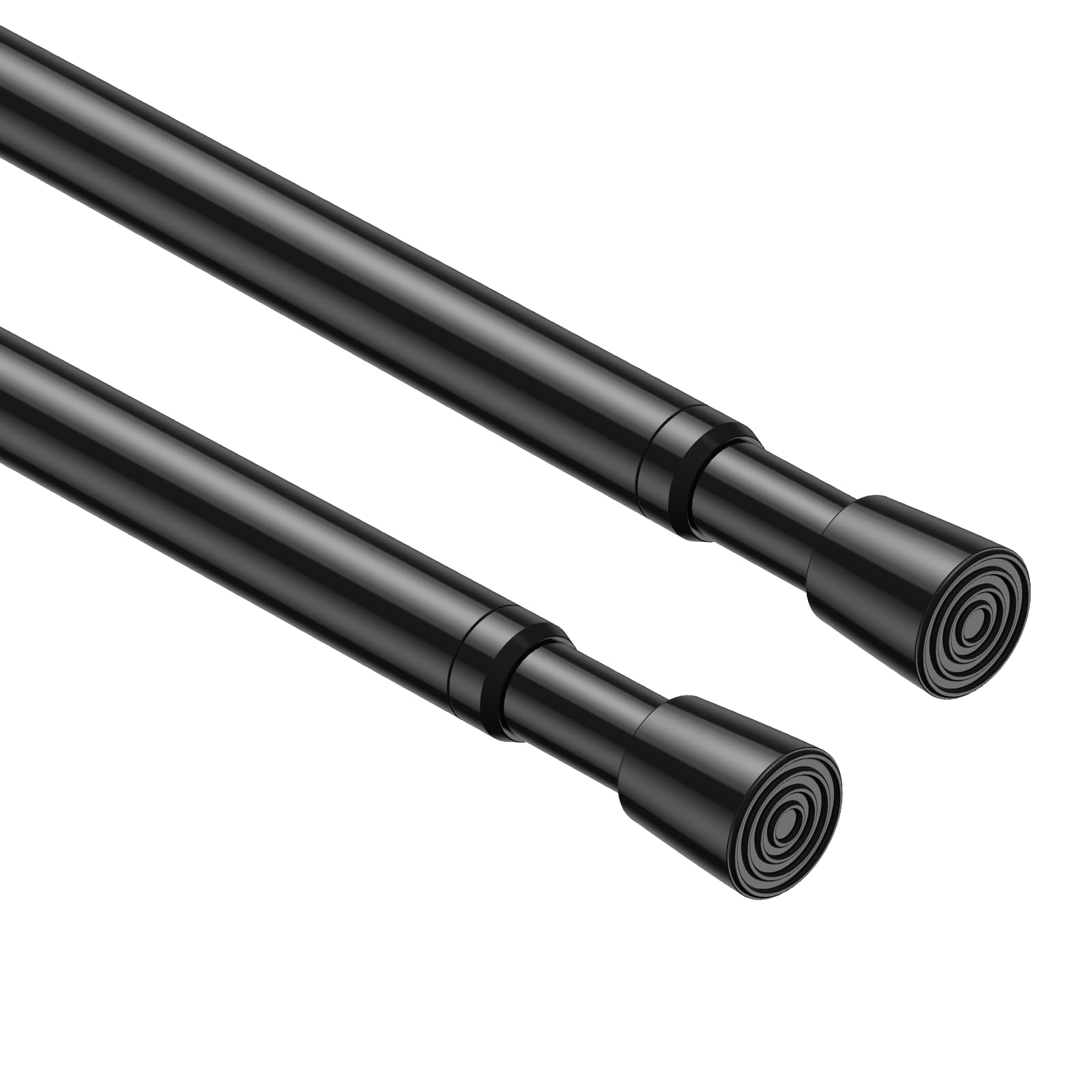 Photo 1 of 2 Pack Spring Tension Rods 11-19 Inches,5/8" Diameter Black Spring Load Adjustable Expandable,Small Short Tension Curtain Rod for Windows,Kitchen,Doorway,Bathroom,Cupboard Bars