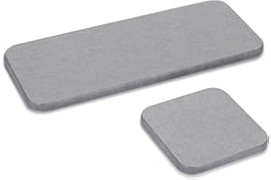 HEAGOALE 2 PCS Water Absorbing Stone Tray for Sink, Diatomite Bathroom Tray Quick Dry Dish Soap Holder Kitchen Sink Organizer for Modern Home Decor - Light Grey