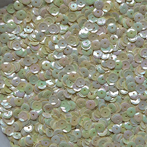 6mm CUP SEQUINS Facet PAILLETTES ~Opaque Pale Yellow Iris Rainbow Iridescent ~ Made in USA Loose for embroidery, arts, crafts, bridal wear, embellishment