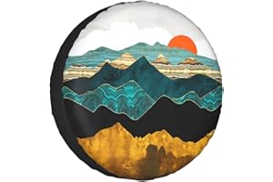HITAMUS Mountains Nature Sunset Scenery Spare Tire Cover Universal Fit for Jeep Wrangler Rv SUV Truck Travel Trailer and Many Vehicles 14" 15" 16" 17" Waterproof Dust-Proof Tire Wheel Protector