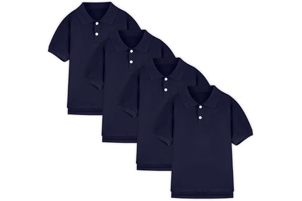 4 Pack Boys Polo Shirts School Uniform Performance Pique Golf Polo for Kids