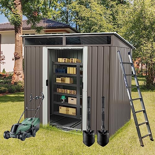 KELRIA 6ft x 6ft Outdoor Metal Storage Shed with Metal Floor Base,Metal Outdoor…