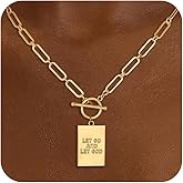 CHESKY Cross Necklace for Women Trendy, Dainty 14K Gold Plated Paperclip Charm Necklace for Womens Chunky Cross Pendant Necklace Gold Jewelry Religious Christian Gifts for Christians