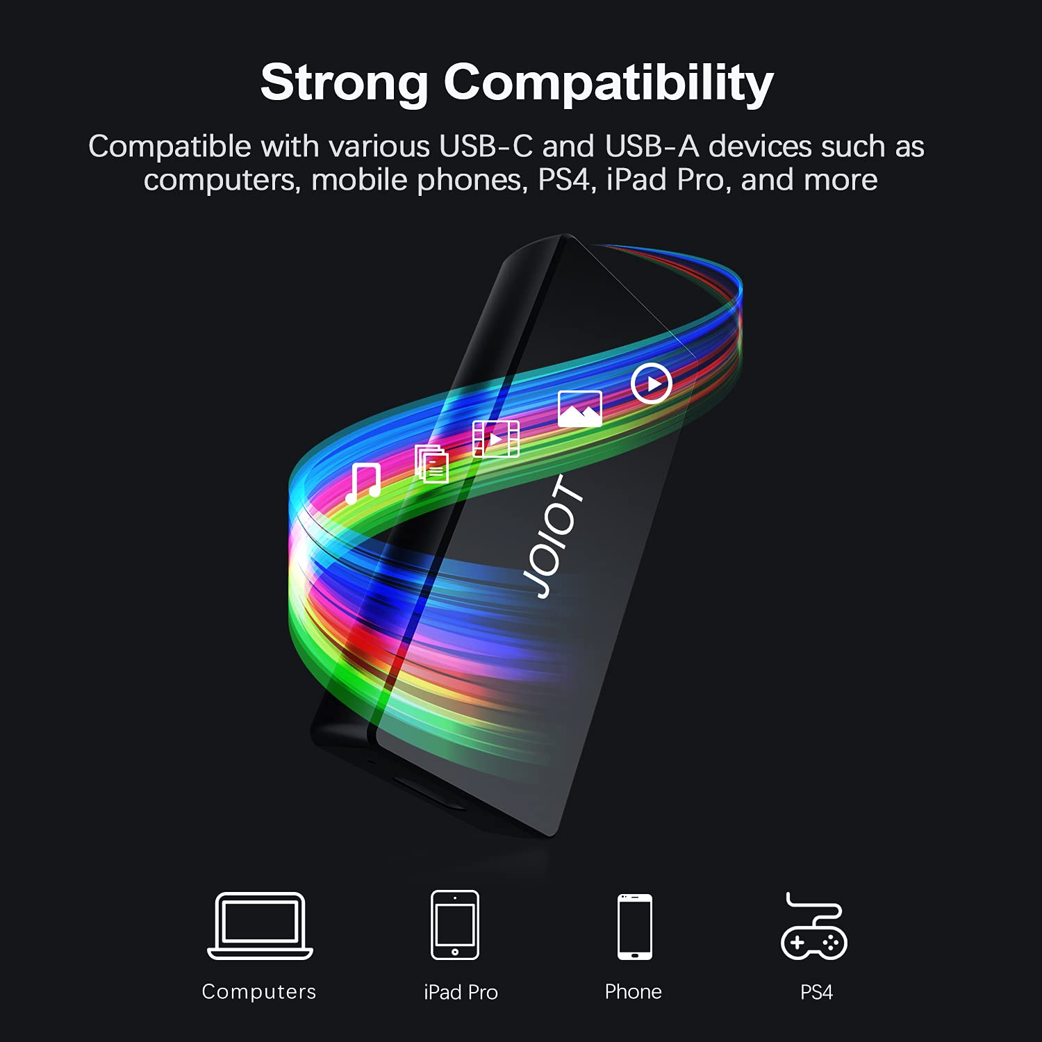 JOIOT 500GB Portable External SSD Up to 430MB/s USB 3.1 Type C Ultra-Light External Solid State Drive, Mini Portable Solid State Drive for Mac Windows Android Linux
