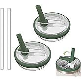 2 Pack 30 oz Tumbler Flip Straw Lid Replacement Compatible for Stanley Quencher, Leak Proof Lid Replacement for 30 OZ Stanley H2.0 FlowState Tumbler,Spill Proof Splash Reusable (Army Green)