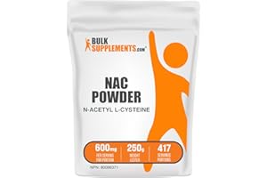 BulkSupplements.com NAC Powder - N-Acetyl Cysteine 600mg, NAC Supplement - Antioxidant Support, Gluten Free - 600mg per Servi