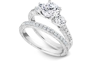 Luyona Moissanite Engagement Rings Set 925 Sterling Silver White Gold/Yellow Gold/Rose Gold Wedding Rings Bridal Rings Set for Women, D Color VVS1 Round Cut Bridal Sets for Women