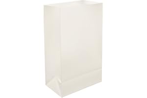 LumaBase Plastic Luminaria Bags, White - Set of 100