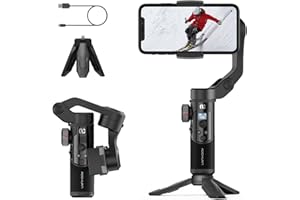 Gimbal Stabilizer for Smartphone w/OLED Display Focus and Zoom Button Face Tracking Auto-Inception 3-Axis iPhone Gimbel for iPhone 15 14 13 12 Pro Max Galaxy S23 TikTok YouTube AOCHUAN Smart XR