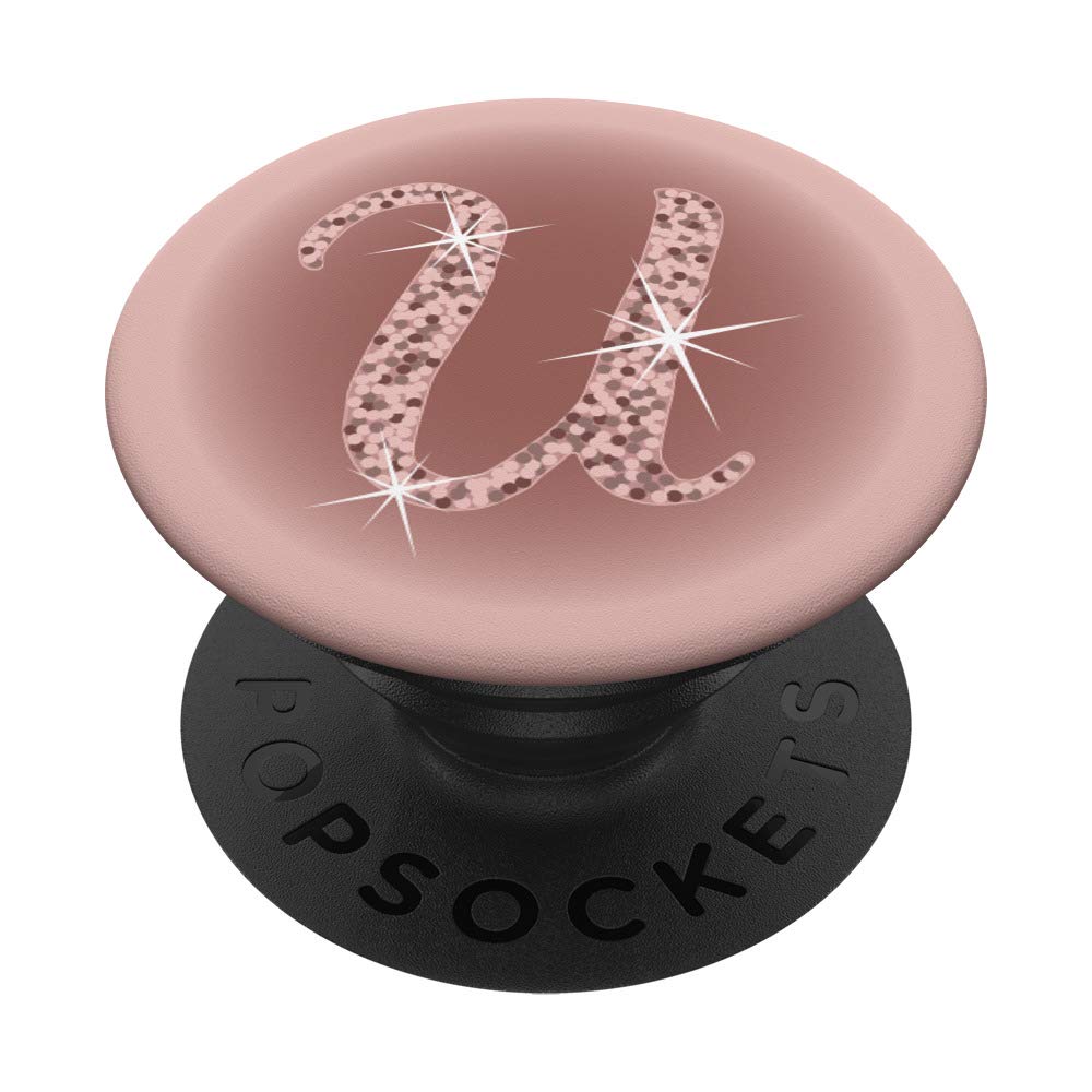 Initial U Script Letter, Rose Pink and Mauve PopSockets PopGrip: Swappable Grip for Phones & Tablets